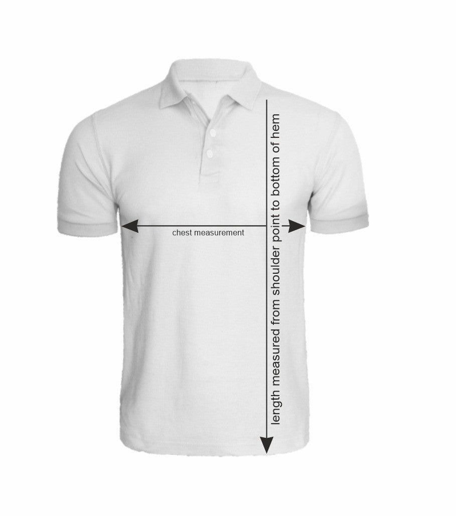 Chest: across the garment just below the armholes. Length: from the shoulder point to the hem.