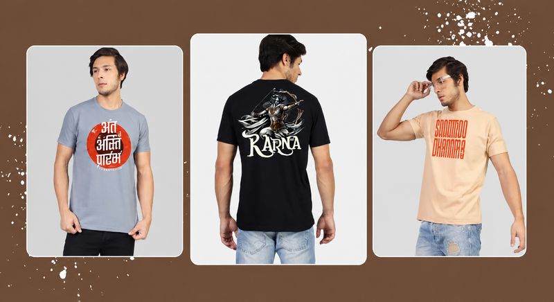 “Greylongg men’s graphic printed T-shirts featuring three models in spiritual and mythological inspired designs”