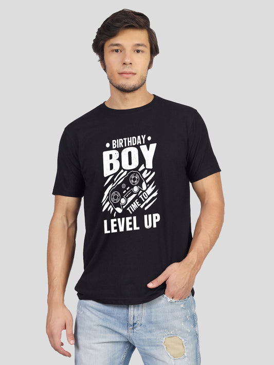 Yorksteadd men's gaming tee with bold 'Birthday Boy Ready to Level Up' design