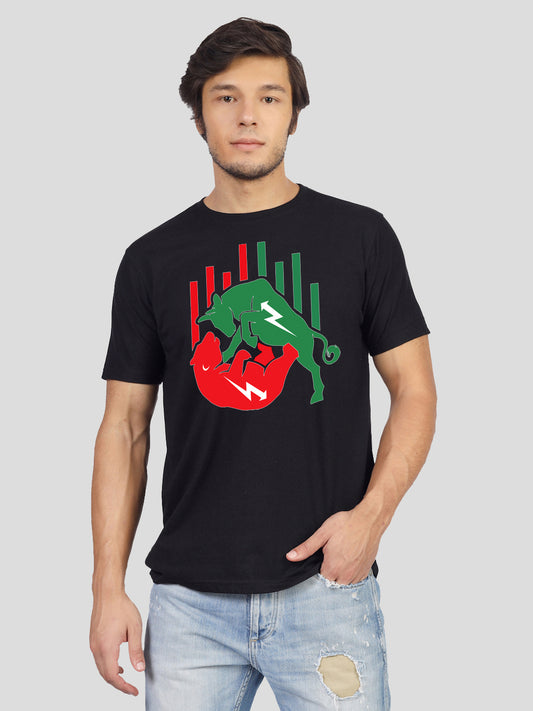 Third view of the 'Finance Powered by Bulls' tee