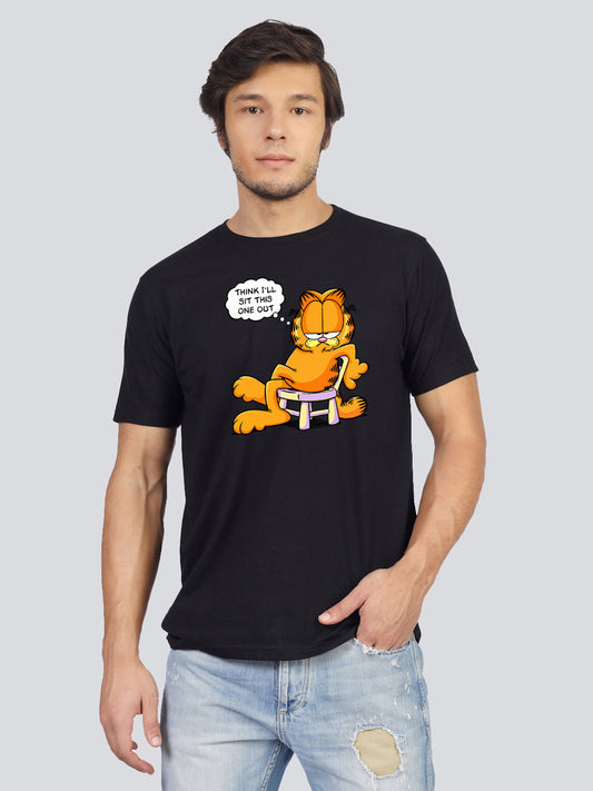 'Thinking Garfield' printed T-shirt for men