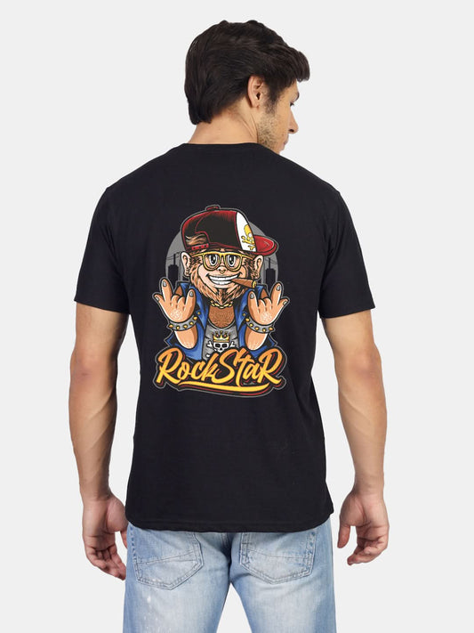 'Live Loud Shine Bright be a Rockstar' music round neck T-shirt for men by Yorksteadd