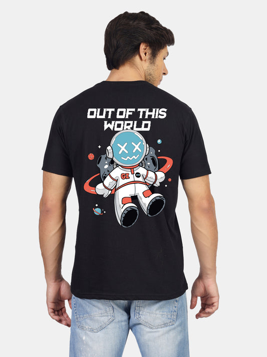 Space 'Galactic Adventures Await' astronaut T-shirt for men