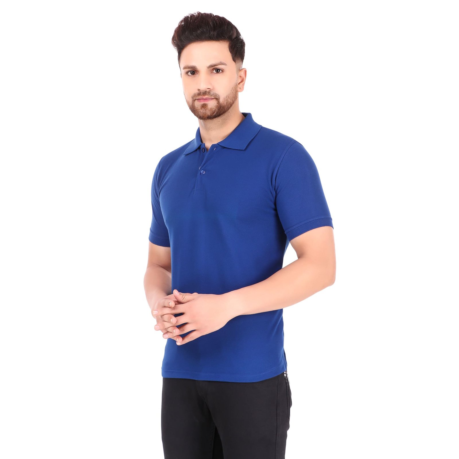 Buy Yorksteadd Sustainable Blue Polo Tshirt For Men's Online